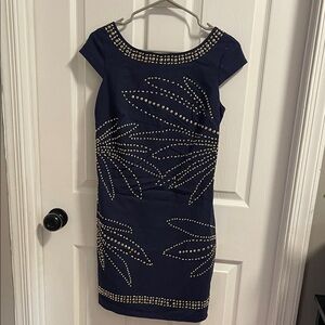 Lilly Pulitzer Navy Dress with Gold Studs